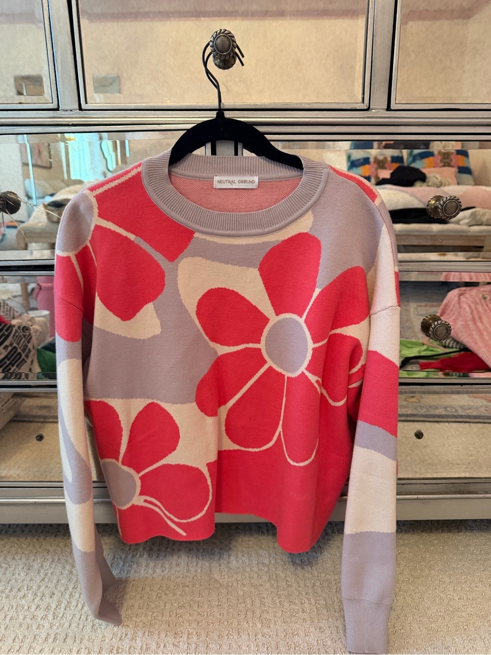 Neutral Ground Pink Floral Crewneck Sweater